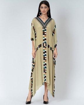 geometric print kaftan dress