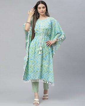 geometric print kaftan straight kurta