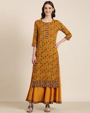 geometric print kurta & palazzos set