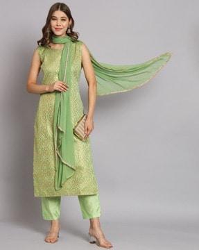 geometric print kurta set with dupatta