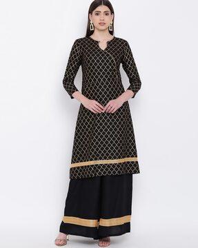 geometric print kurta set