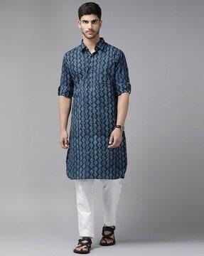 geometric print long kurta