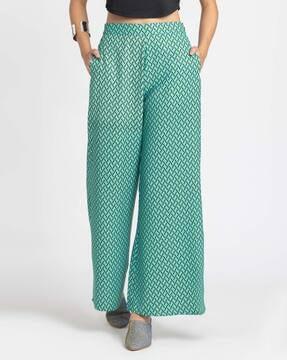 geometric print loose print trousers