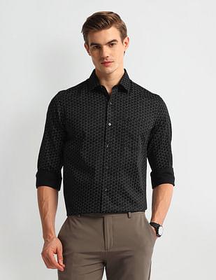 geometric print manhattan slim shirt