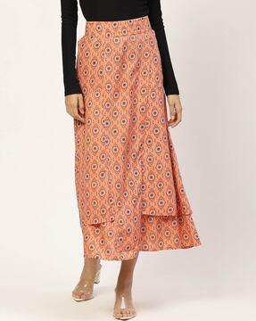 geometric print maxi skirt