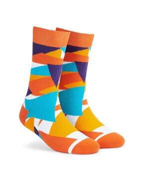 geometric print mid-calf length socks