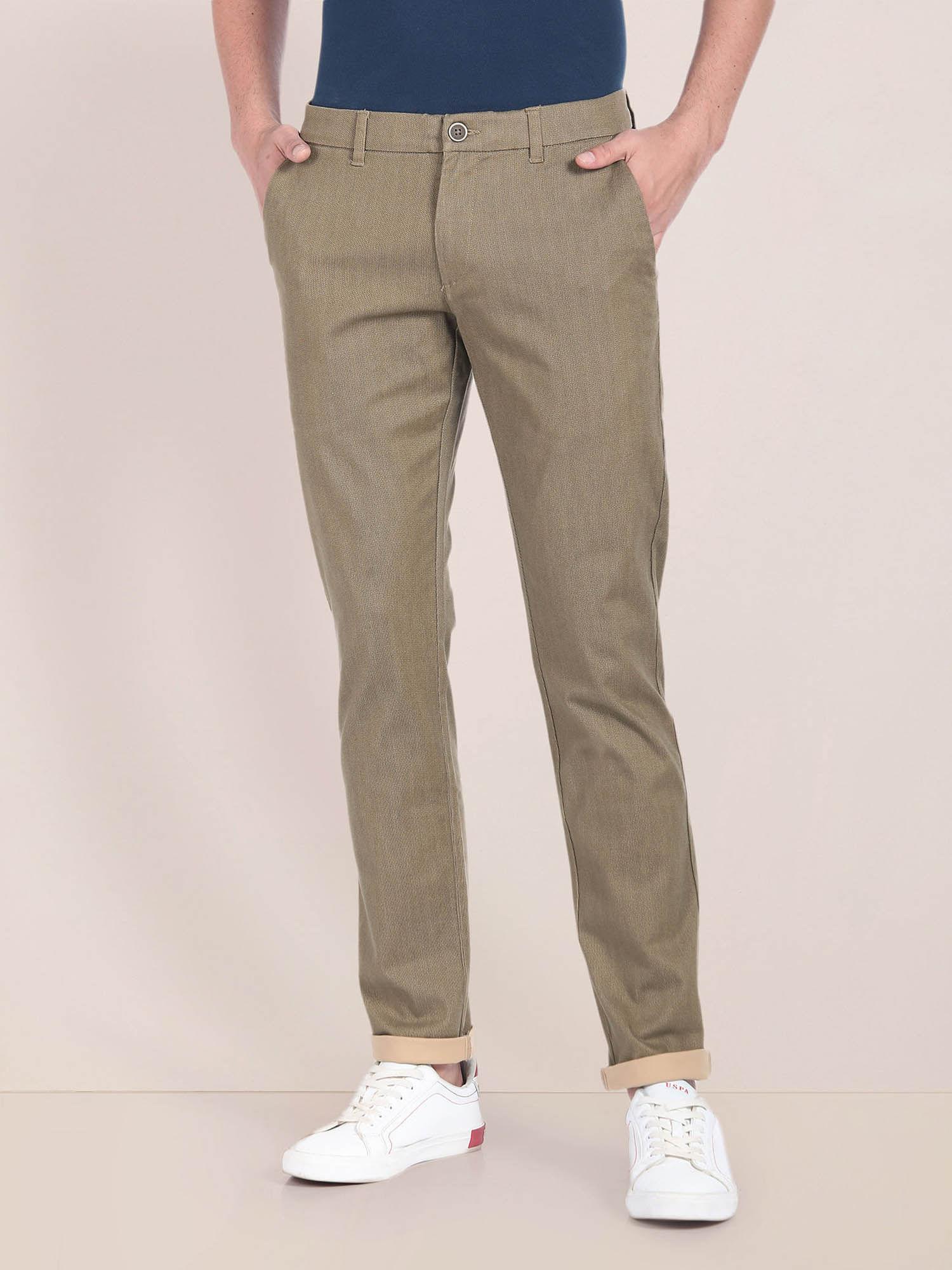 geometric print mid rise chinos