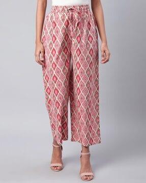 geometric print mid rise palazzos