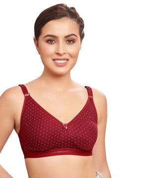 geometric print non-padded t-shirt bra