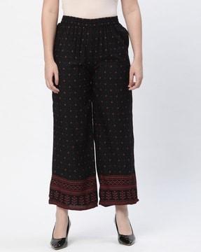 geometric print palazzos with elasticated waist