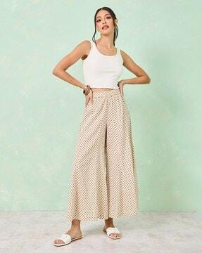 geometric print palazzos with elasticated waist