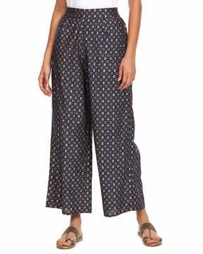 geometric print palazzos with elasticated waistband