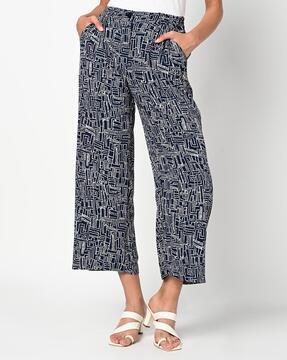 geometric print palazzos with insert pockets