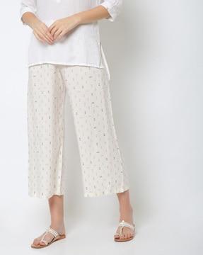 geometric print palazzos with semi-elasticated waist