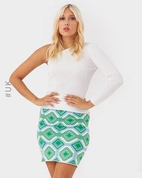 geometric print pencil skirt