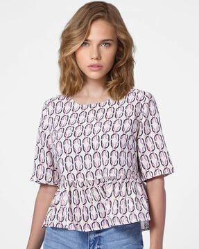 geometric print peplum top