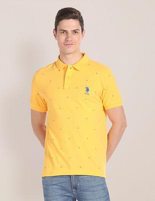 geometric print pique polo shirt