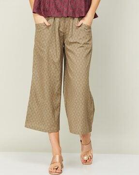 geometric print pleated culottes