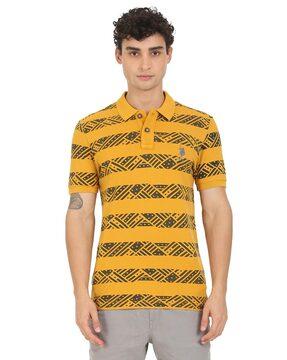 geometric print polo shirt