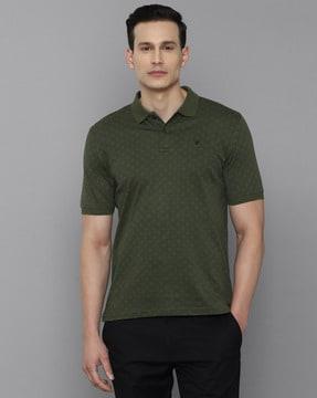 geometric print polo t-shirt