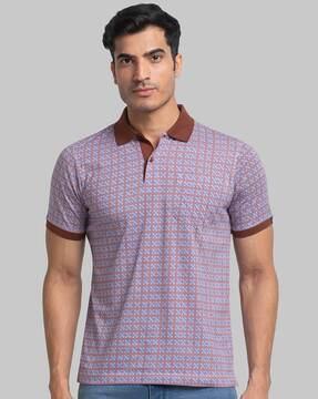 geometric print polo t-shirt