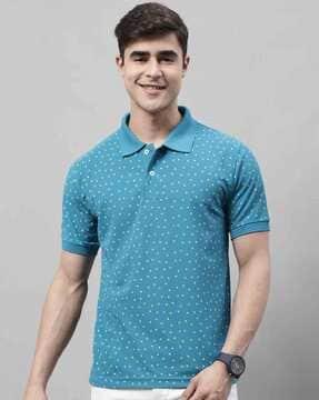 geometric print polo t-shirt