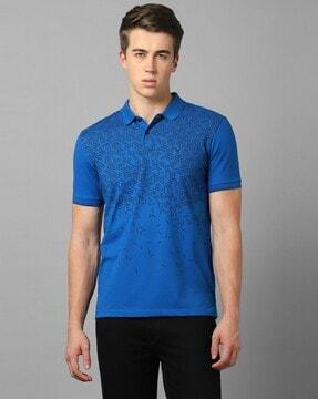 geometric print polo t-shirt