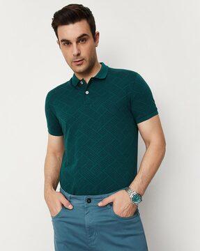 geometric print polo t-shirt