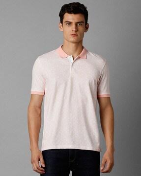 geometric print polo t-shirt