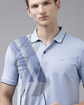 geometric print polo t-shirt