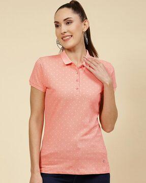 geometric print polo t-shirt