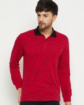 geometric print polo t-shirt