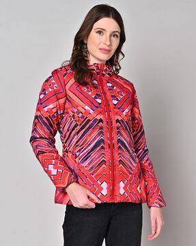 geometric print puffer jacket