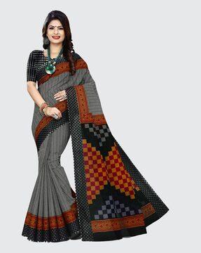 geometric print pure cotton saree