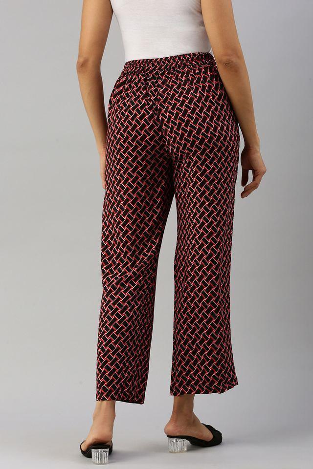 geometric print rayon regular fit womens straight pant