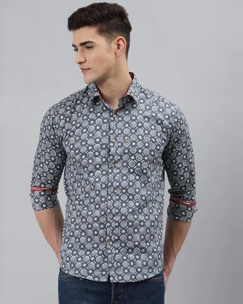 geometric print regular fit shirt