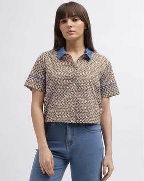 geometric print regular fit shirt