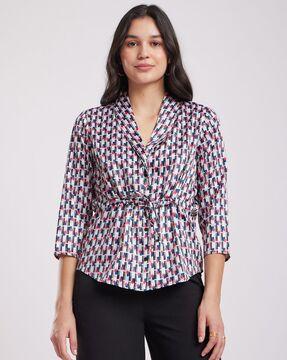 geometric print regular fit top