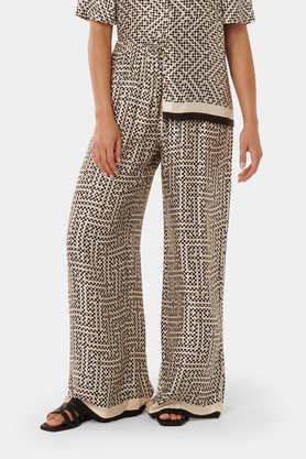geometric print regular fit viscose women's casual wear pants - print