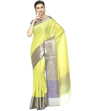 geometric print saree with blouse piece