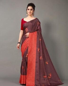 geometric print saree with blouse piece