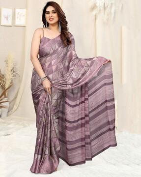 geometric print saree with contrast border