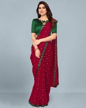 geometric print saree with lace border