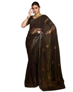 geometric print saree with sequined border