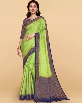 geometric print saree with tassles