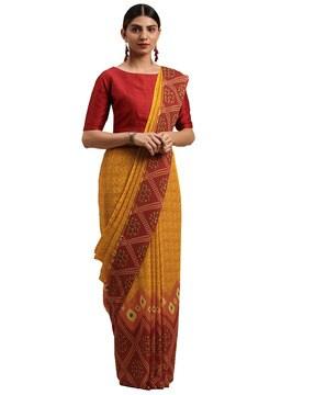 geometric print saree