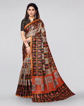 geometric print saree