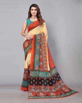 geometric print saree