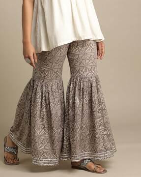 geometric print sharara with insert pocket