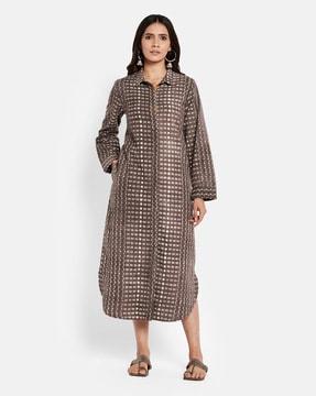 geometric print shirt dress